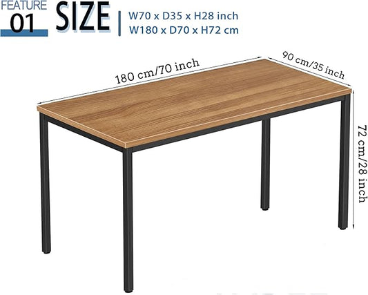 Large Table 35x70 Inches Computer Desk/Dining Table, Office Desk Sturdy Writing Workstation for Home Office Modern Simple Sturdy Laptop Study Table- Walnut
