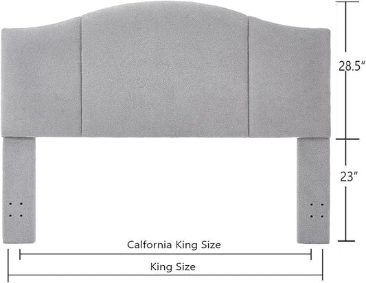 24KF Middle Century Upholstered Foldable King Headboard, Modern Boucle Teddy Fabric Headboard King/California King, 6033-K-Gray
