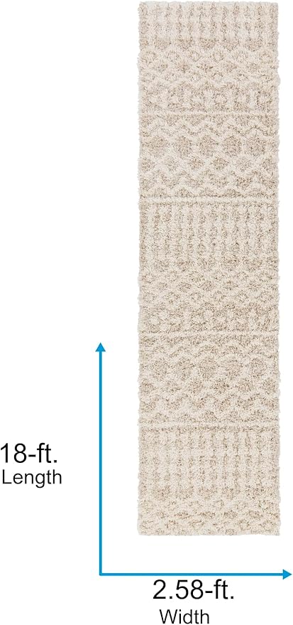 Livabliss Hapsburg Moroccan Shag Runner Area Rug,2'7" x 18',Beige