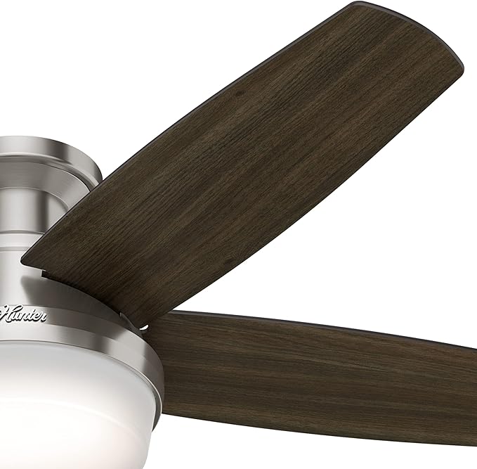 Hunter Fan 48 inch Low Profile Brushed Nickel Ceiling Fan with LED Light Kit and Remote Control (Renewed)
