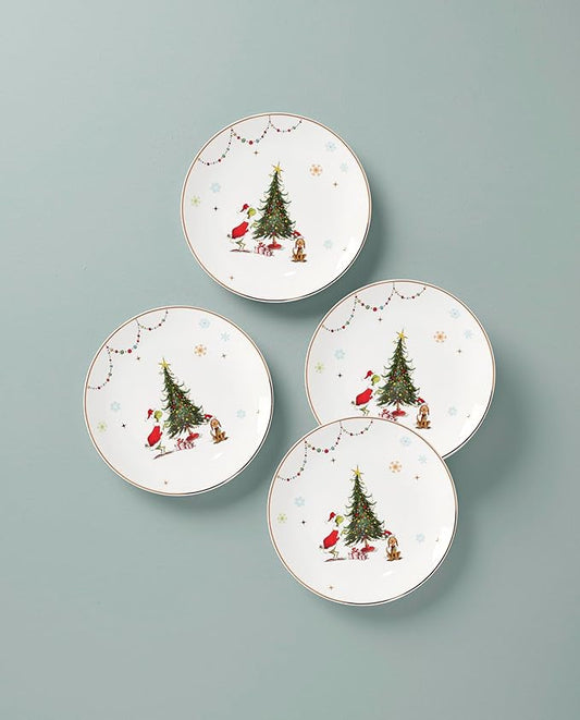 Lenox 895052 Merry Grinchmas Dinner Plates, Set Of 4, Green, 10.75', Christmas Drinkware, Holiday Hosting