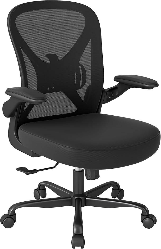 ZZH Ergonomic Office Chair Set of 10 with Adjustable Lumbar Support, Mesh Home Office Desk Chair with Wheels and Flip-up Arms, Black
