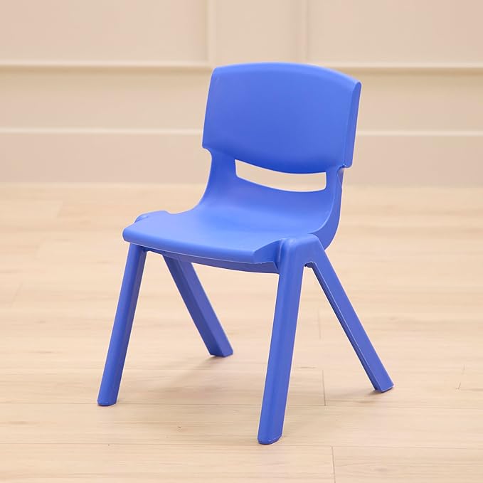 Stackable School Chairs, 12", Kids Furniture, Blue, 10-Pack