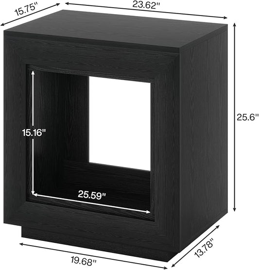 Tribesigns Rustic Wood End Table, 2 Tiered Square Side Table with Storage Shelf, Industrial Sofa Side Table for Living Room, Entrance (1, Dark)