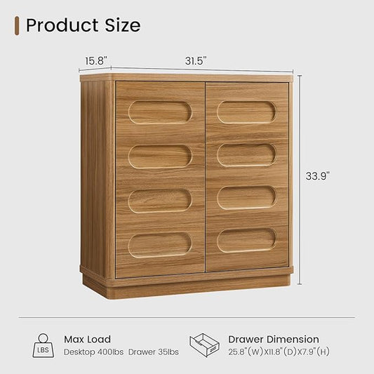 Buffet Cabinet with Storage, Arc Accent Sideboard with 2 Doors and Adjustable Shelves, Large Console Table for Dining Room, Kitchen, Living Room, Oakbrown