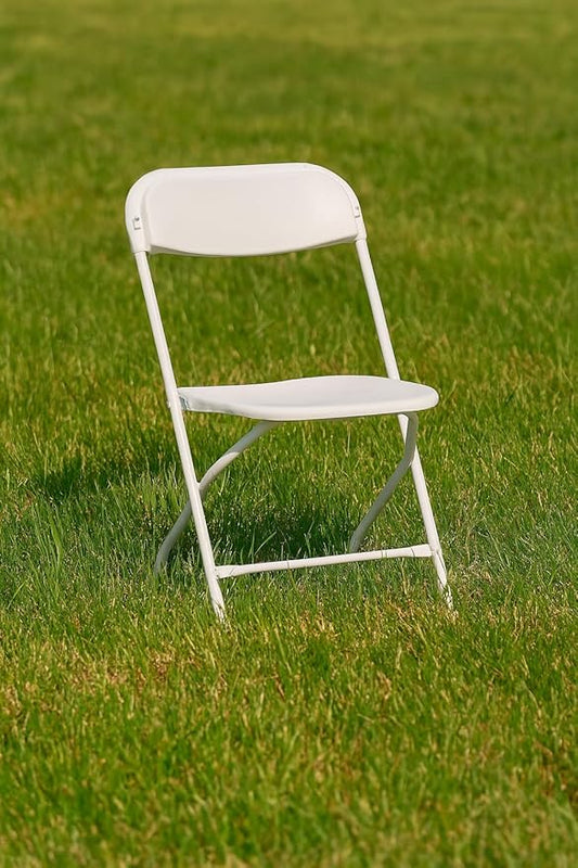 BTEXPERT® Set of 2 Pack, White Plastic Folding Chair Steel Frame Commercial High Capacity Event Chair Lightweight Set for Office Wedding Party Picnic Kitchen Dining Church School