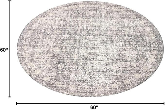 Loloi Amber Lewis Alie Collection ALE-03 Charcoal/Dove 5'-3'' x 5'-3'', .13'' Pile Height, Round Area Rug