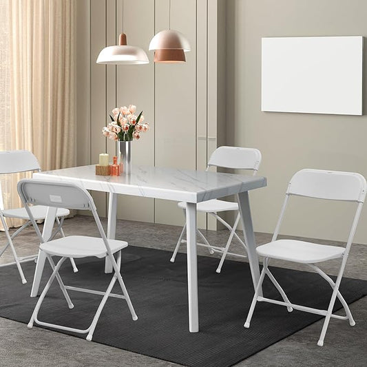 VINGLI 12 Pack White Plastic Folding Chair, Indoor Outdoor Portable Stackable Commercial Seat with Steel Frame 350lb. Capacity for Events Office Wedding Party Picnic Kitchen Dining