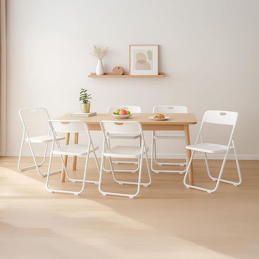 20 Pack White Plastic Folding Chairs, Indoor Outdoor Portable Stackable Commercial Seats with Steel Frame for Home Office Wedding Party Events Kitchen Dining, 350lb Capacity