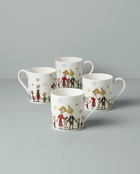Lenox 895054 Merry Grinchmas Mugs, Set of 4, 14oz, Christmas Drinkware, Holiday Hosting