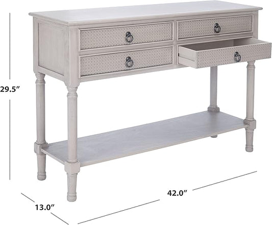 Safavieh Home Collection Haines Greige 4-Drawer Bottom Shelf Console Table