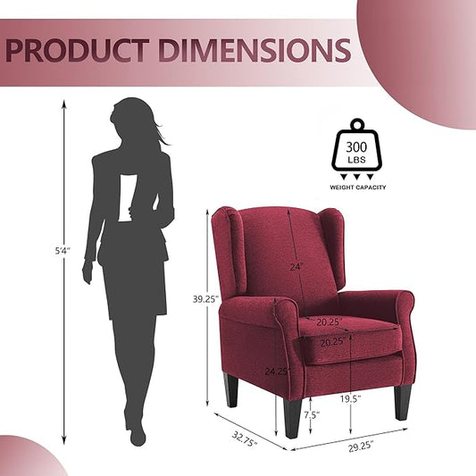 Accent Chair Set of 4, Modern Living Room Chairs with Wingback, Comfy Upholstered High Back Single Sofa for Bedroom, Mid-Century Reading Armchair Sillas para Sala
