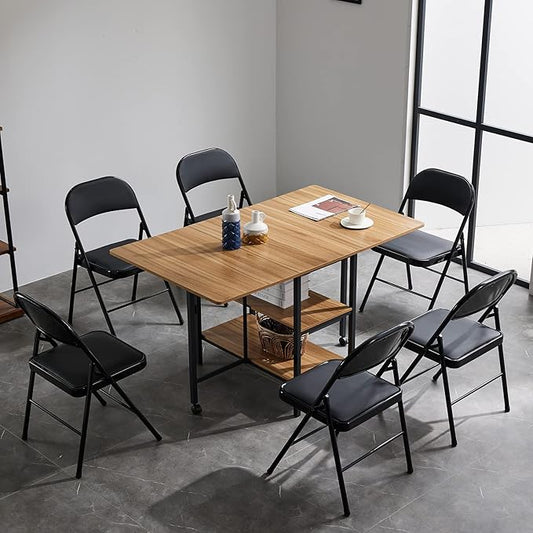 6 Pack Black Folding Chairs with Padded Seats, Portable Stackable Foldable Chairs for Indoor and Outdoor, Commercial Seat with Metal Frame for Events Office Wedding Party, 330lbs Capacity