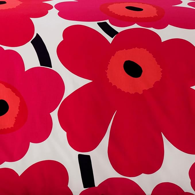 Marimekko - Duvet Cover Set, Cotton Bedding with Matching Shams & Button Closure, All Season Home Decor (Unikko Red, Full/Queen)