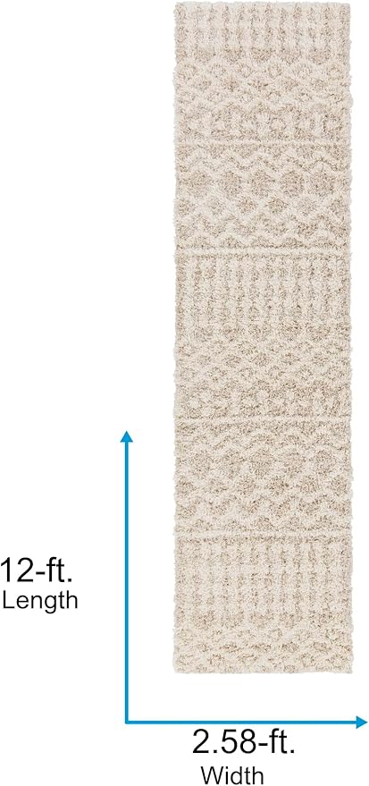 Livabliss Hapsburg Moroccan Shag Runner Area Rug,2'7" x 12',Beige