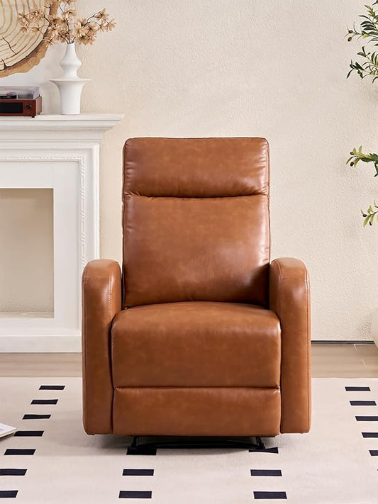 Leather Recliner Chair,Power Recliner Chair with Power Headrest Type-C Charger for Adult, Electric Recliner Sofa for Living Room & RV, Brown