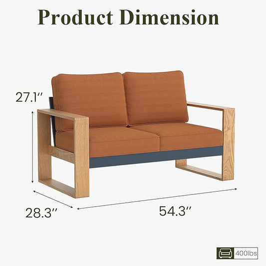 LayinSun Aluminum Patio Furniture Set 2 Seat Loveseat, Oversized Seat with Hight Back, Outdoor Conversation Sets for Porch, Balcony, Deck