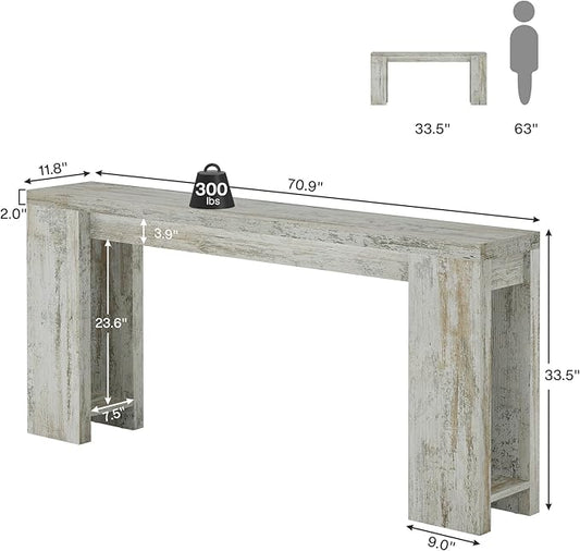 Tribesigns 70.9-Inch Long Console Table, Farmhouse Wooden Entryway Sofa Table Behind Couch, Narrow Entry Console for Living Room, Hallway, Entrance, Foyer