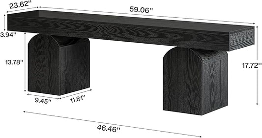 Tribesigns 59" Dining Bench for 2 to 3, Modern Black Dining Table Bench with Arched Base, Extra Long Kitchen Seating for Living Room, Entryway