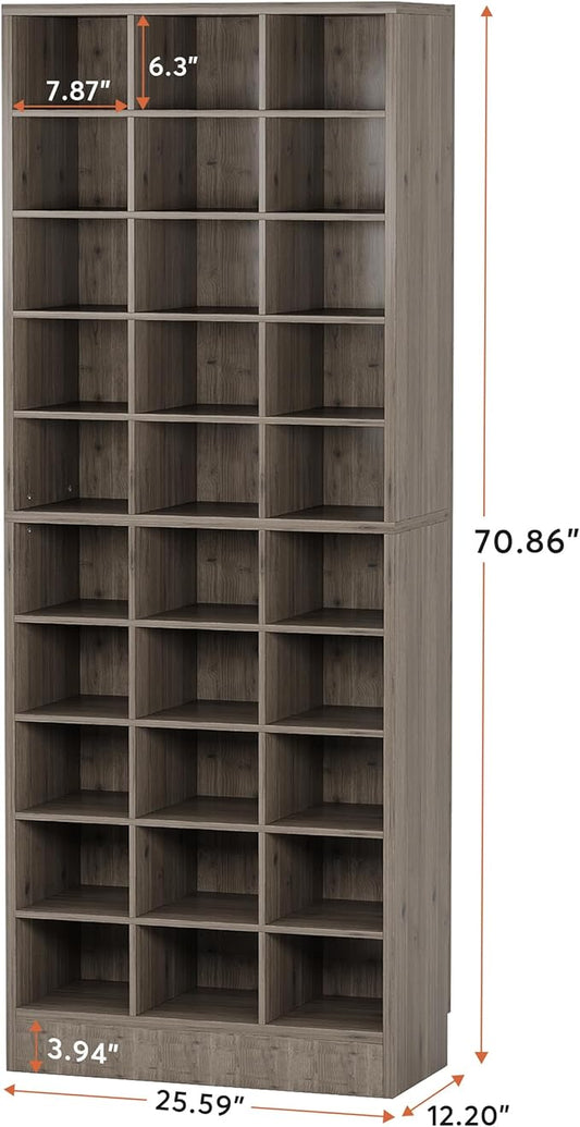 Tribesigns 10-Tier Shoe Storage Cabinet Set of 2, Gray Wooden Shoe Rack with 30 Cubbies, Freestanding Tall Entryway Shoe Organizer for Closet, Entryway, Living Room