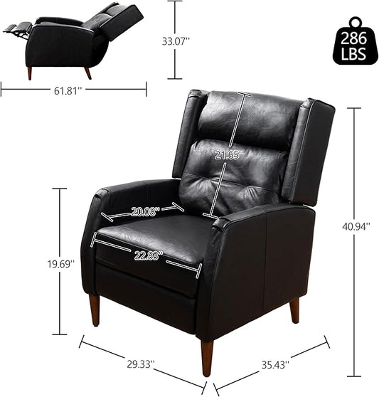 Art Leon Modern Accent Chair - Faux Leather Armchair with Ottoman Single Lounge Side Chair for Bedroom Living Room Mid Century Modern Chair with Adjustable Backrest, Black
