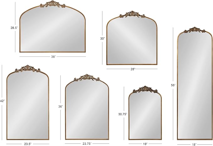 Kate and Laurel Arendahl Ornate Traditional Square Arched Mirror; 28 x 30; Bronze; Decorative Baroque Style Vintage Arch Mirror with Wide Frame and Ornamental Crown