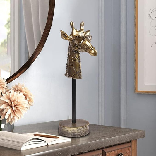Handcrafted Resin Sculpture (Giraffe - Modern Home Decor Accent, Trending Living Room & Office Decor, Elegant Tabletop & Shelf Decor for Desk, Bookshelf, Nightstand - Unique Gift Idea