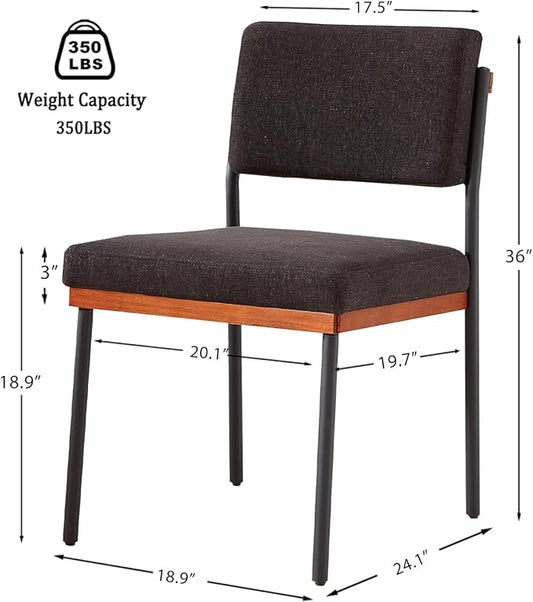 Modern Dining Chairs Set of 4, Kitchen Chairs with Thick Cushions and Adjustable Foot Pads, Upholstered Fabricr Dining Room Chairs with Sturdy Metal Legs,Black