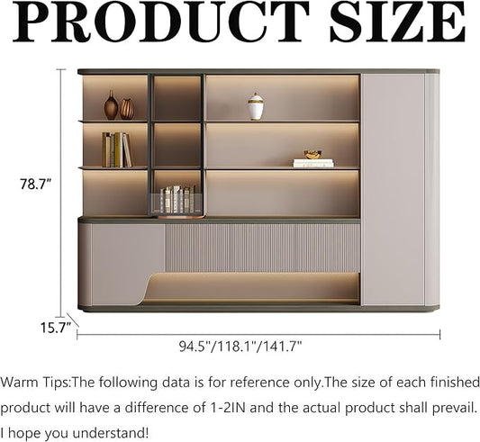 Modern L Shaped Desk, 126.0 inch Large Desk with Storage, Executive Desks for Home Office No Installation Required with Drawers and Lockable, Without Desk or Computer Chair (Filing Cabinet)
