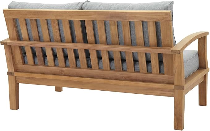 Modway EEI-1472-NAT-GRY-SET Marina Premium Grade A Teak Wood Outdoor Patio Furniture Set, 5 Piece, Natural Gray