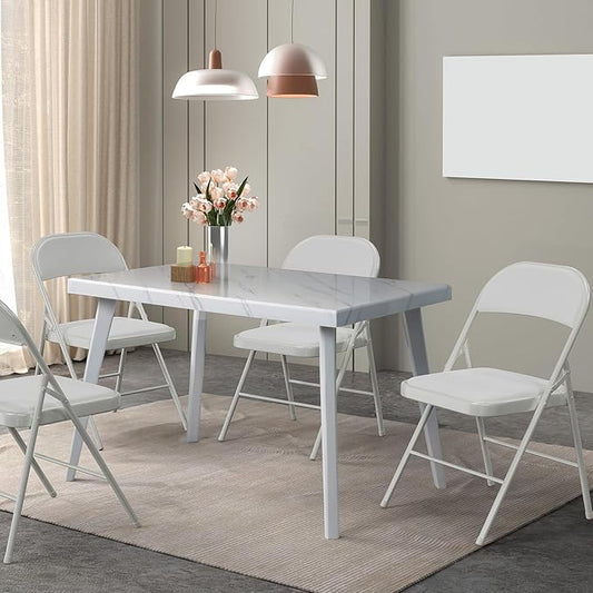 VINGLI 20 Pack Folding Chairs with Padded Seats, Metal Frame with Pu Leather Seat & Back, Capacity 350 lbs, White