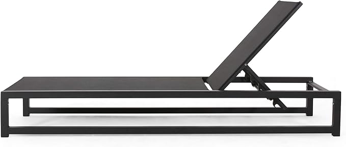 Christopher Knight Home Vivian Outdoor Aluminum Chaise Lounge with Mesh Seating (Set of 2), Black