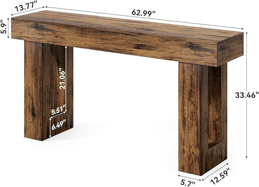 Little Tree 63 Inches Long Console Table for Entryway, Rustic Brown Sofa Table Behind Couch, Wooden Entry Table Foyer Hallway Table, Industrial Console Sofa Tables for Living Room