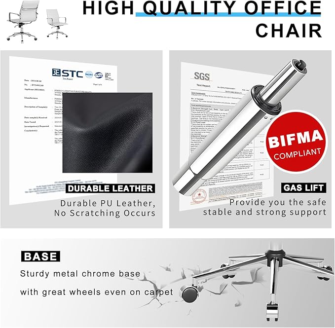 White Office Chair Ergonomic Swivel Desk Chair with Armrests Comfortable Heavy-Duty Chair for Office or Conference Table ,White 22.83in Seat