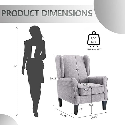 Accent Chair Set of 4, Modern Living Room Chairs with Wingback, Comfy Upholstered High Back Single Sofa for Bedroom, Mid-Century Reading Armchair Sillas para Sala