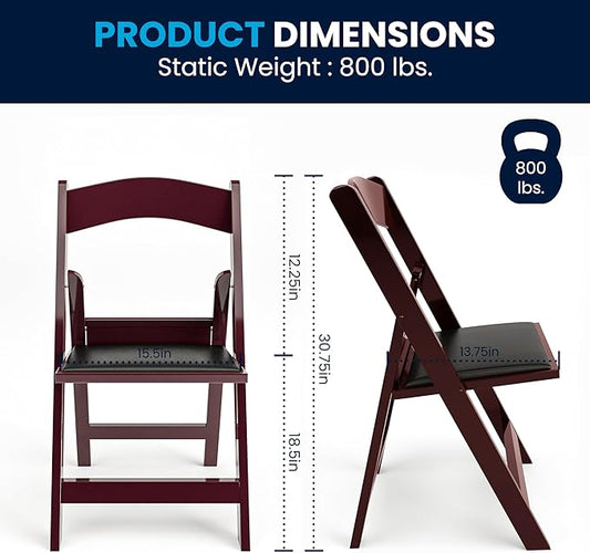 Flash Furniture Hercules Series Folding Chairs for Weddings and Formal Events, Stackable Commercial Event Seats with 1,000-lb. Static Weight Capacity, Set of 4, Red Mahogany