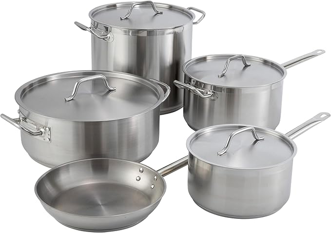 Winware Stainless 20-Quart Steel Stock Pot with Cover, Silver