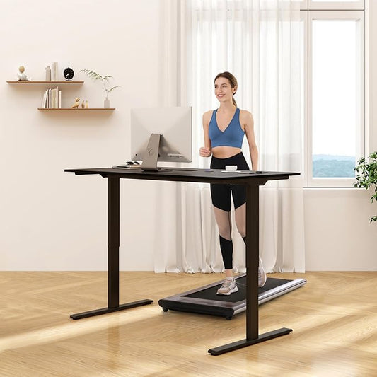 FLEXISPOT E3 Dual Motor Electric Standing Desk 55 x 28 Sit Stand Up Desk, Holds 220 lbs, Adjustable Height w/ Memory Presets, One-Piece Brown Wood Grain Desktop & Black Frame, Ships in 2 Boxes