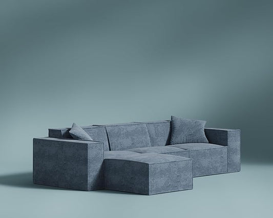 ROVE LAB M1 Modular Sectional Sofa with Ottoman, Sofa in a Box, Modular Couch, Spill-Resistant,Sustainable, Stylish, Modern Sectional Couch for Living Room with SmartFoam Comfort
