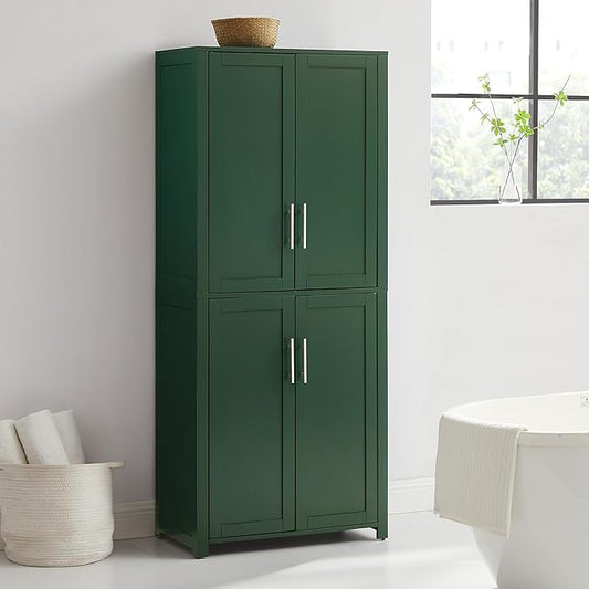 Crosley Furniture Savannah Tall Pantry Storage Cabinet with Shelves, Kitchen, Dining, or Laundry Room, Hunter Green