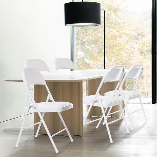 50 Pack Folding Chairs with Padded Seats, Padded Folding Chair with Steel Frame for Events Home Office, Pu Leather Folding Chair White