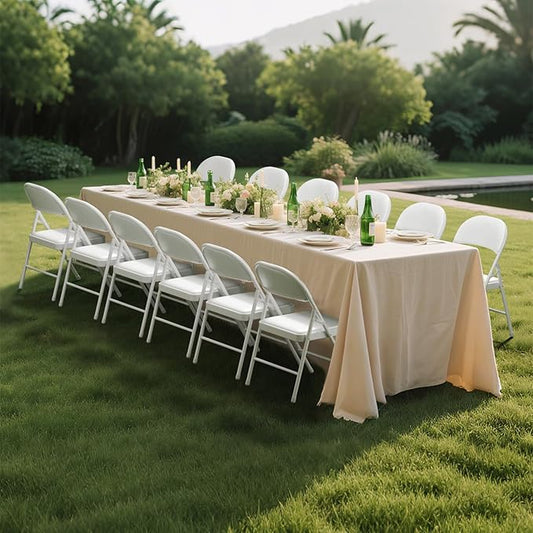 18 Pack White Folding Chairs with Padded Cushion for Outside, Portable Stackable Commercial Metal Foldable Chairs with Steel Frame for Home Events Office Wedding Party, 350lbs Capacity
