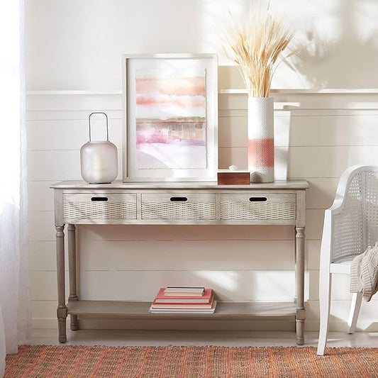 SAFAVIEH Home Collection Landers Greige 3-Drawer Console Table CNS5711D