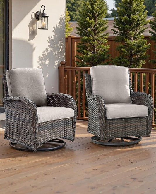 Pop 22x25/22x24 Outdoor Cushions for Patio Couch Chairs Set of 3 - High Back Comfy Outside Seat Cushions for Lawn Wicker Dining Rocker Glider Loveseat 3-Seater Sectional Sofa - Beige/Classic