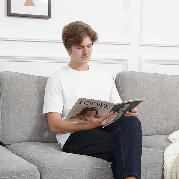 EASE MOOSE Oversized Modular Sectional Sofa with Ottoman,L Shape Sectional Modular Couch Wide Deep seat Sofa,FSC Certified Chenille Couch,Grey