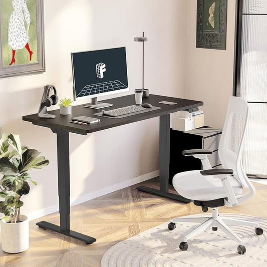 FLEXISPOT E6 3-Stage Dual Motor 60 x 24 Electric Standing Desk Sit Stand Up Desk, Holds 220 lbs, Adjustable Height w/Memory Presets, One-Piece Black Desktop & Black Frame, Ships in 2 Boxes