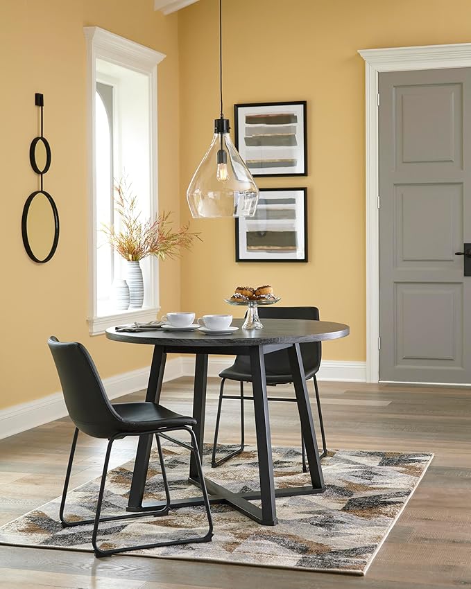 Signature Design by Ashley Centiar Mid Century Dining Room Bucket Chair, 2 Count, Black