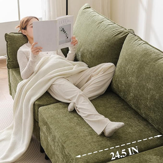 73'' Loveseat Sofa with All Seats Storage, Modular Sectional Couch with Deep Seat,Oversized Comfy Couch with 7.8'' Cushion for Living Room,Bedroom,Velet,Green