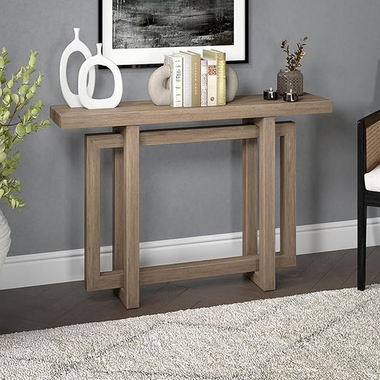 Henn&Hart 44'' Wooden Rectangular Console Table Entryway Table, Sofa Table for Entryway, Living Room, Couch, Hallway, or Office, Antiqued Gray Oak