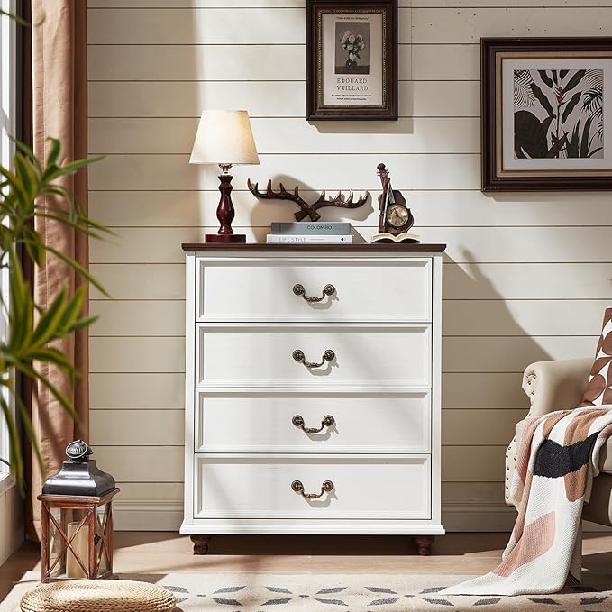 Bedroom Sets, 54" Wide 7 Drawers Dresser and 37" Tall 4 Drawers Dresser, Wooden 2 Piece Bedroom Furniture Set, Chest of Drawer for Bedroom, Home, Living Room, Hallway, White
